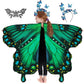 Rektak Butterfly Wings For Girls, Butterfly Costume For Halloween Party Kids Fairy Wing With Mask And Headband(Green)