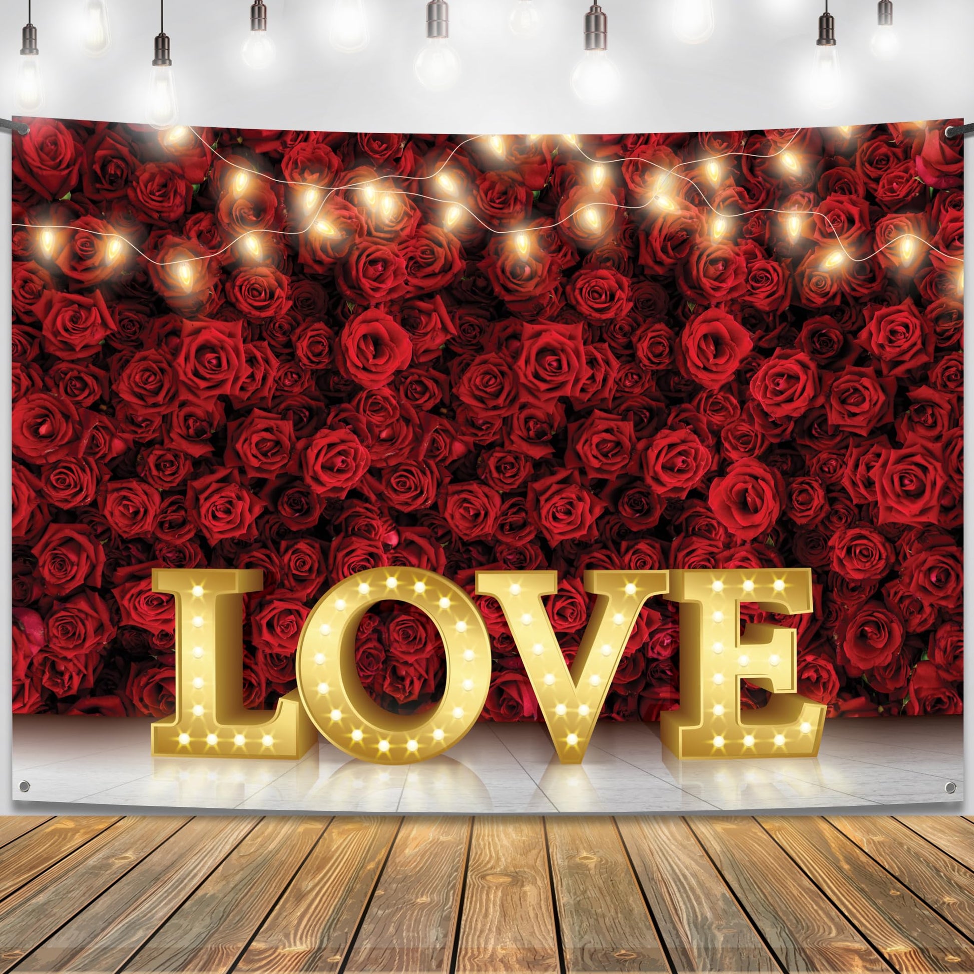 KatchOn, Love Valentines Day Backdrop - XtraLarge, 84x60 Inch | Valentines Backdrops for Photography | Happy Valentines Day Bann