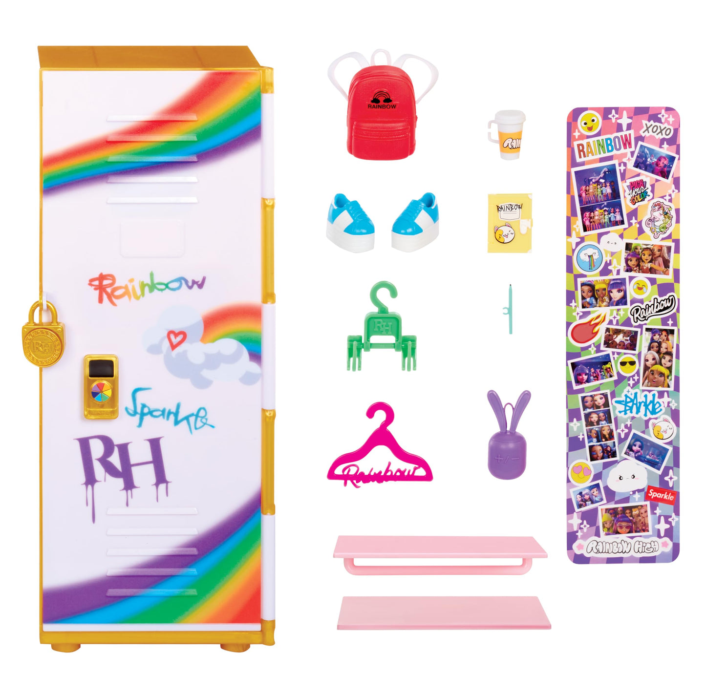 Rainbow High Design & Style Locker Playset With Shelves, Hangers, Accessories And Stickers, Toy Gift For Kids Ages 4-12+