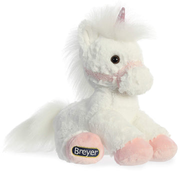 Breyer Aurora® Exquisite Unicorn Stuffed Animal - Realistic Detailing - Imaginative Play - Pink And White 11 Inches