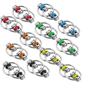 Gejoy 12 Pcs Bike Chain Fidget Toys Set Flippy Roller Chain Sensory Toy Handheld Ring For Adults And Teenagers In Learning Help Anxiety Relief For Adhd(6 Colors)