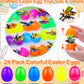 iGeeKid 24 Pack Prefilled Easter Eggs with Stem Building Toys for Boys Easter Basket Essential 12 in 1 Insect Themed Building Bl