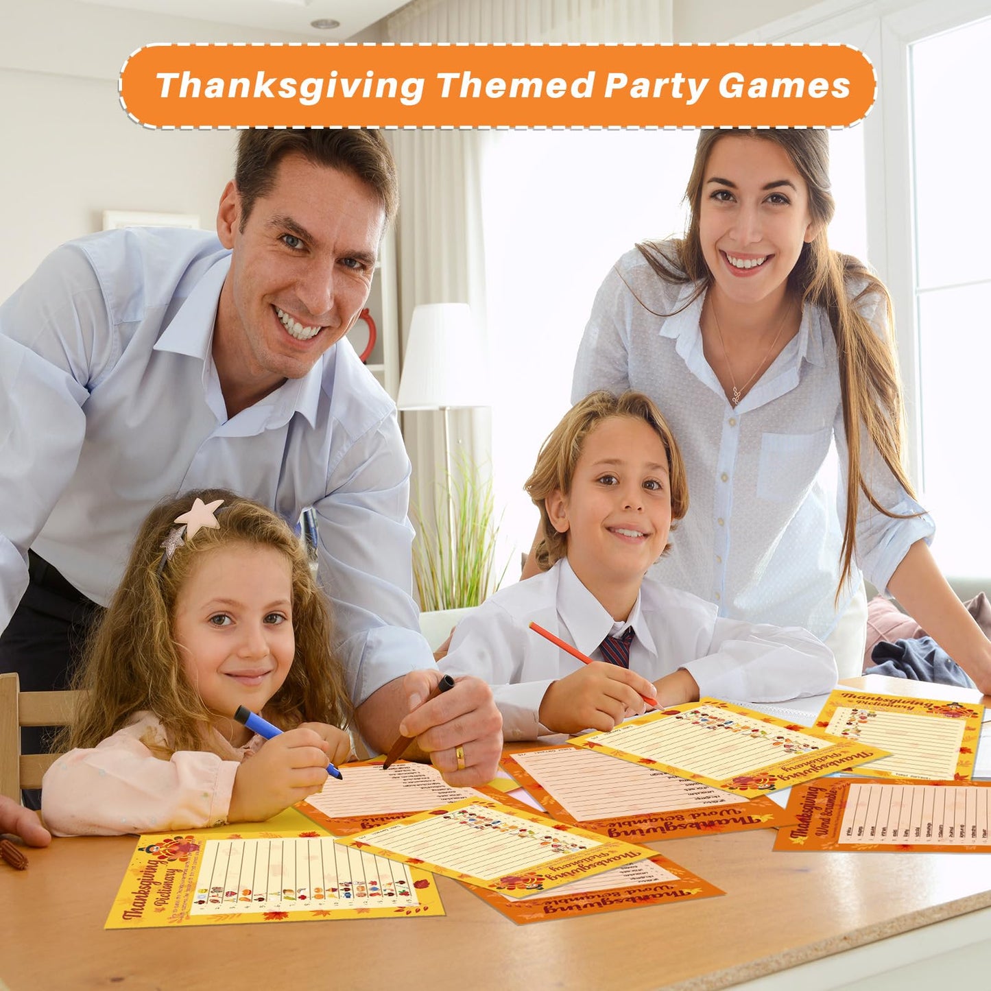 YQUQWN 32PCS Thanksgiving Party Games Set, Thanksgiving Trivia Game Word Scramble Pattern Guessing Game for Family Party Activit