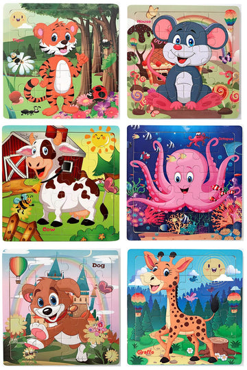 Puzzles For Kids Ages 3-5 Year Old 20 Piece Colorful Wooden Puzzles Set Of 6 Vibrant Theme Brain Development Learning Toys Set For Boys And Girls (6 Puzzles)
