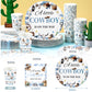 Hushee 200 Pcs a Little Cowboy Is on the Way Baby Shower Paper Plates Napkins Cups Cowboy Baby Shower Party Supplies Tableware S