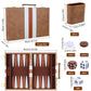 Reriver Backgammon Set 2 Players Classic Backgammon Sets For Adults Board Game With Pu Leather Case Portable And Travel Backgammon Set (Retro Brown, 18Inch)