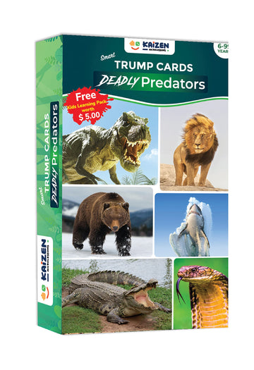 Kaizen Microlessons : Deadly Predators Smart Trump Card Game. Cards To Enhance General Awareness For Age 6-13. Learn While Playi