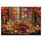 Thanksgiving Fall Puzzle For Adults 1000 Pieces, Holiday Food Turkey Jigsaw Puzzle Autumn, Flower Pumpkin Fruit Puzzle
