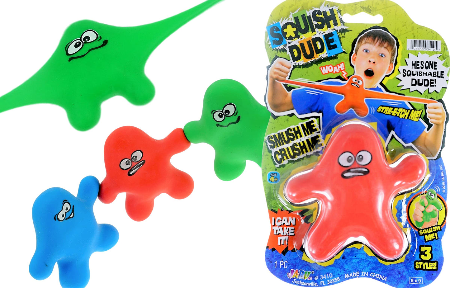 JA-RU Squish Dude Stretchy Sand Filled Man-Fidget (1 Assorted) Stress Relief Sensory Toy for Kids and mature-themeds. Party Favor Classroom Prizes. Therapy Toys. 3410-1p
