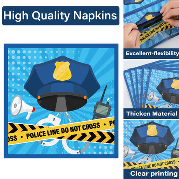 100 Pcs Police Party Plates And Napkins Party Supplies Police Birthday Party Tableware Set Police Officer And Car Party Decorati