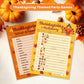 YQUQWN 32PCS Thanksgiving Party Games Set, Thanksgiving Trivia Game Word Scramble Pattern Guessing Game for Family Party Activit