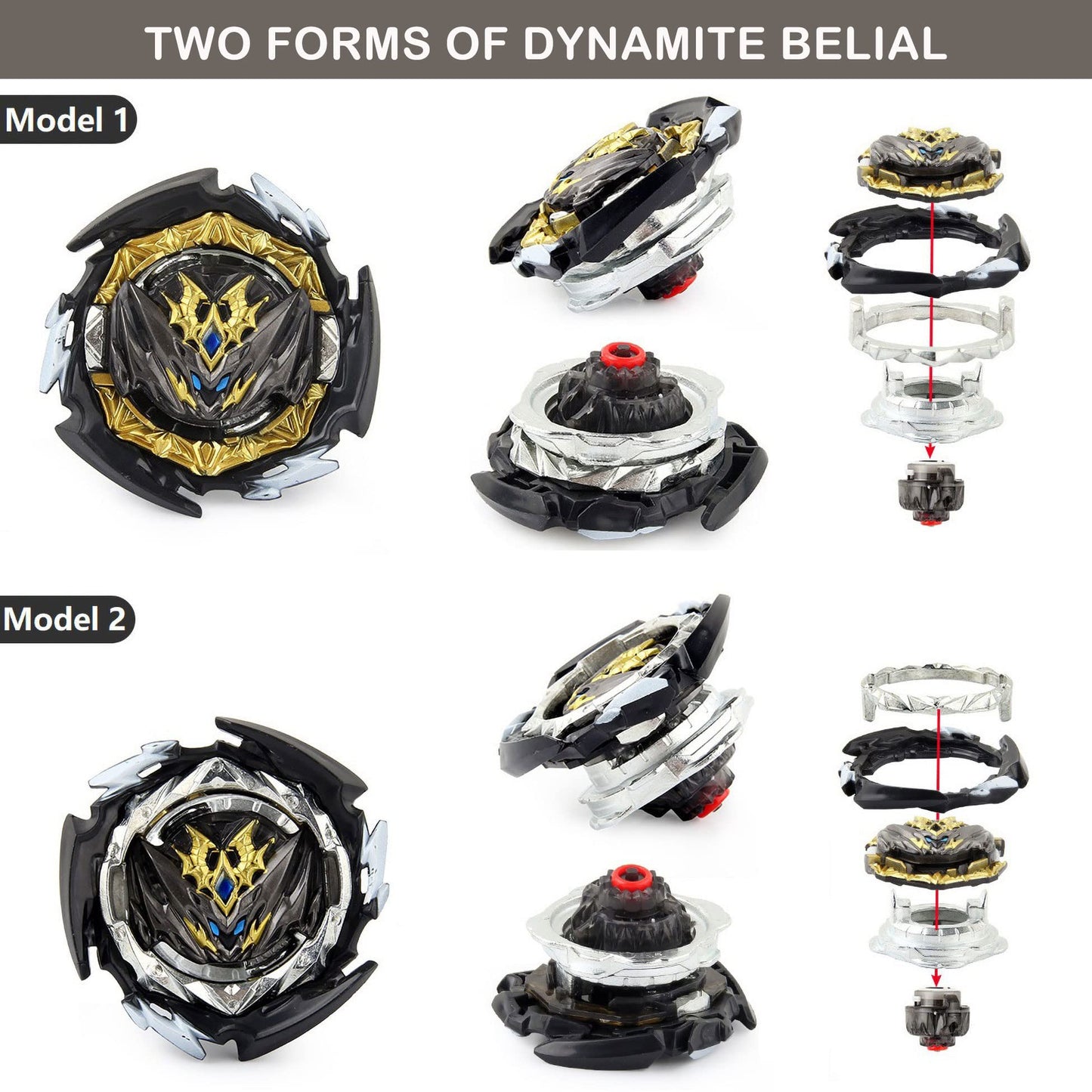 Konikiwa Battling String Bey Launcher  Dynamite Belial Top Burst Launcher Set  DB Launcher Left and Right Spin Launcher Compatible with All Bey Burst Series - Gray