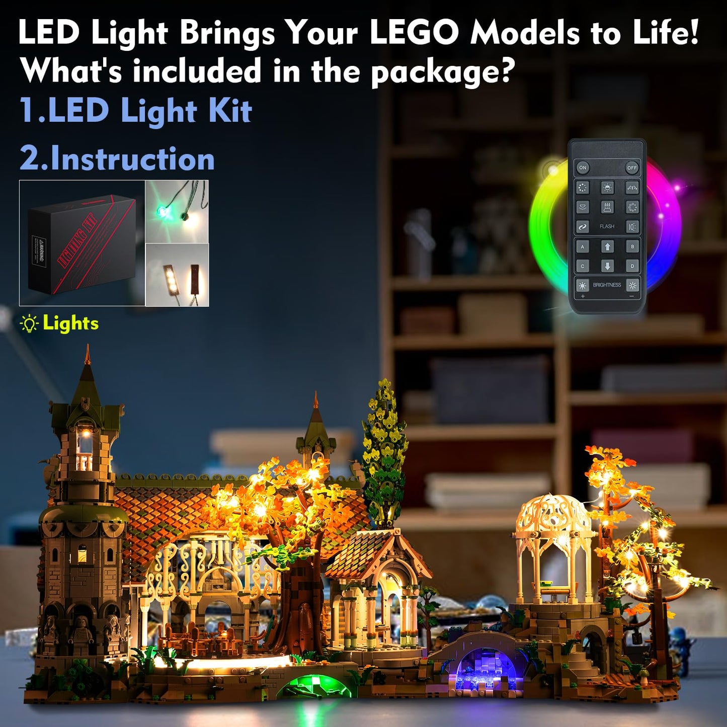 Locolee Led Light Kit Compatible With Lego Rivendell 10316, Remote Control Lighting Set Accessories Compatible With Lego Rivende