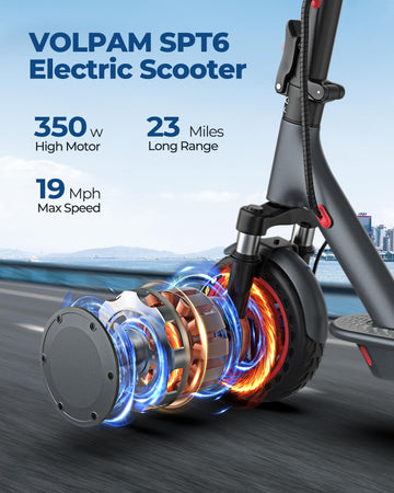 Volpam Electric Scooter, Powerful 350W-500W Motor, 21Miles Long Range, Top Speed 19/21 Mph, 8.5 '' /10 ' 'Solid Tires, Cruise Co