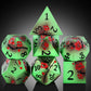 Metal Dice Set D&D, DNDND 7 PCS Metallic Flowers DND Dice with Gorgeous Gift Case for D&D Dungeons and Dragon Tabletop Game (Gre