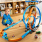 Lilybuds Toy Car Race Track Set For Boys Kids Age 3-5 4-7, Race Tracks With 4 High-Speed Pull Back Race Cars And Crash Zones, Ch