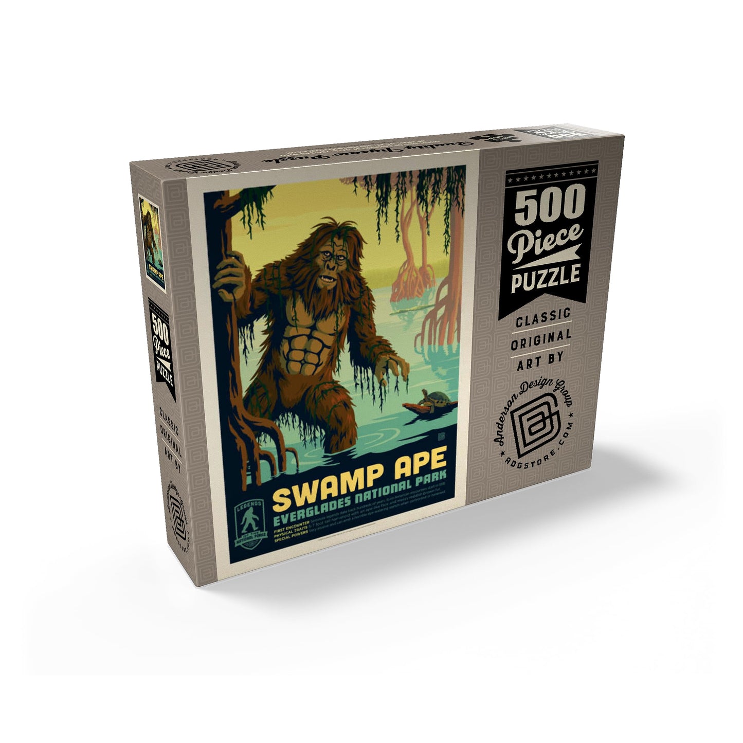 MyPuzzle Legends of The National Parks: Everglade's Swamp Ape, Vintage Poster - Premium 500 Piece Jigsaw Puzzle for Adults