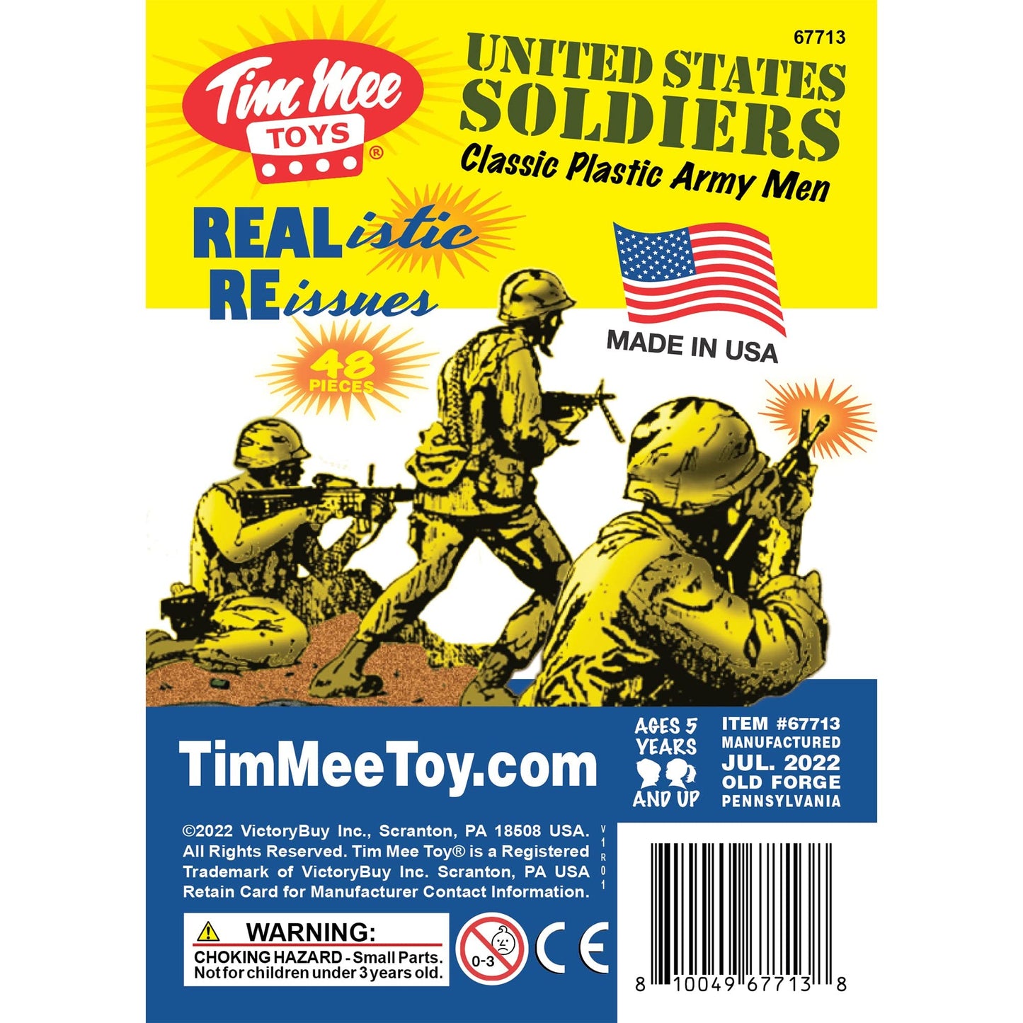 TimMee Plastic Army Men - Yellow 48pc Toy Soldier Figures - Made in USA