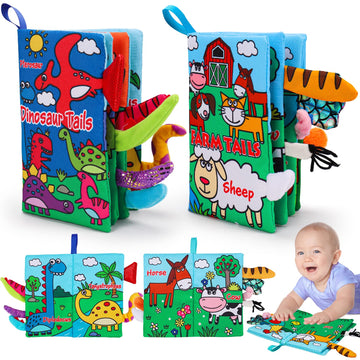 2 Pcs High Contrast Crinkle Baby Books 0-6 Months Interactive Sensory Baby Toys 9-12 Month Montessori Activities Touch Feel Infa