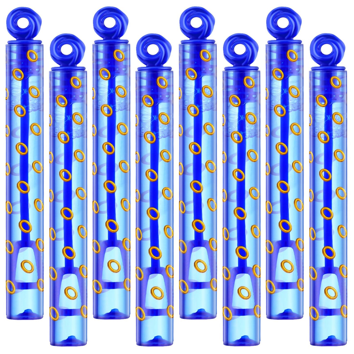 Rotatingpals 32 Pcs Blue with Gold Ring Print Bubble Wands Bubbles Party Favors for Summer Activity Birthday Gifts School Prizes