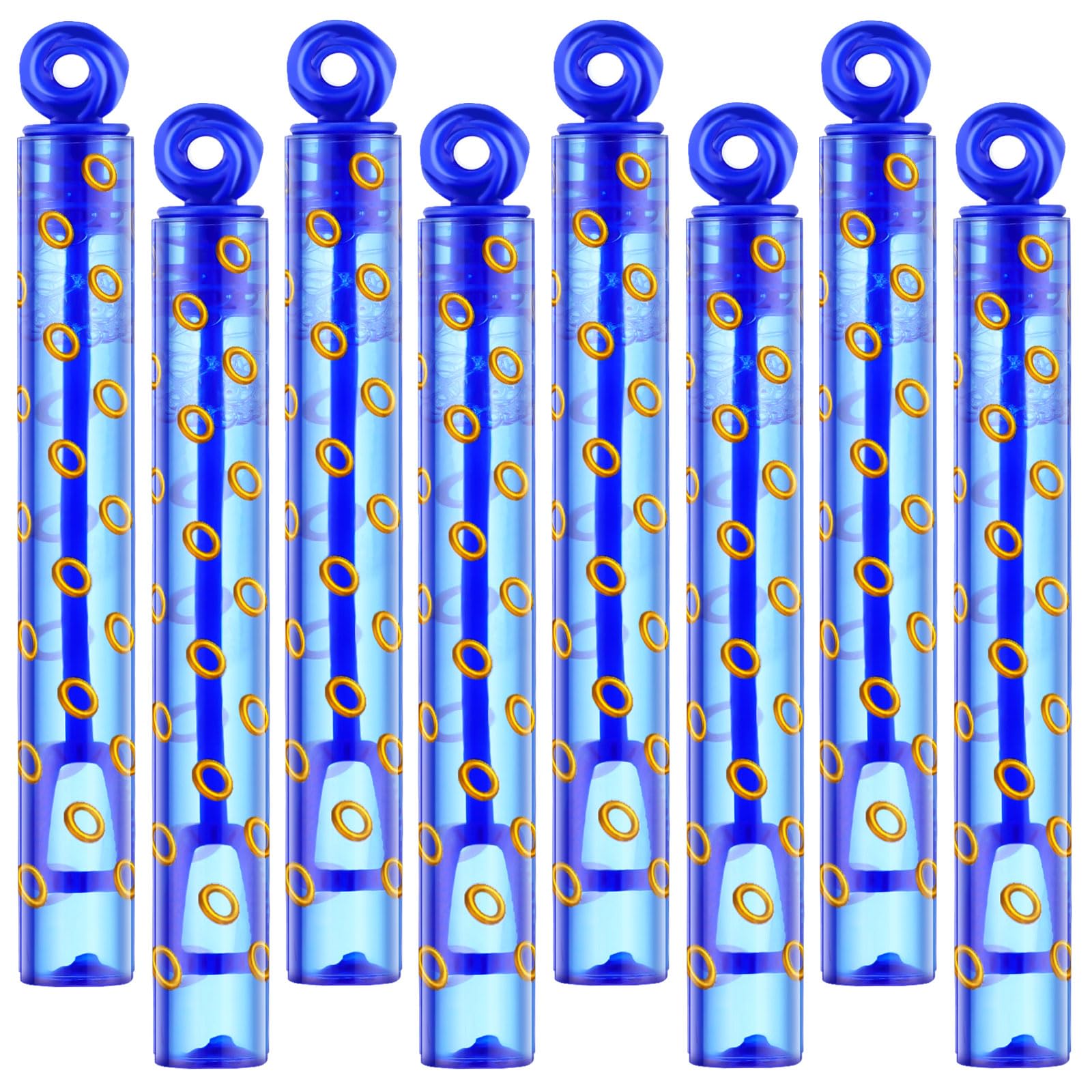 Rotatingpals 32 Pcs Blue with Gold Ring Print Bubble Wands Bubbles Party Favors for Summer Activity Birthday Gifts School Prizes