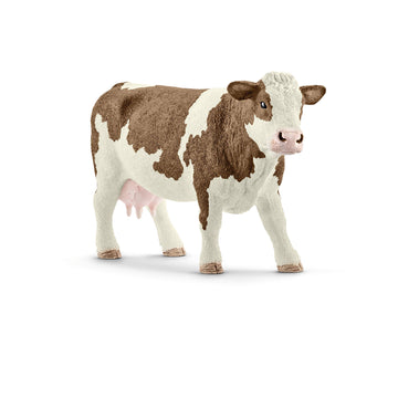 Schleich Farm World Simmental Cow Toy Figurine - Educational And Durable Farm Animal Toy Figure, Fun And Imaginative Play For Boys And Girls, Gift For Kids Ages 3+