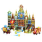 Deluxe Quality Magnetic Tiles Building Set with Attractive Reflective Pattern  LED Lights  Marble Run  and Cars - STEM Educational Toy for Creative Kids Girls Boys 3+ (147 pcs Big Castle with 2 Cars)