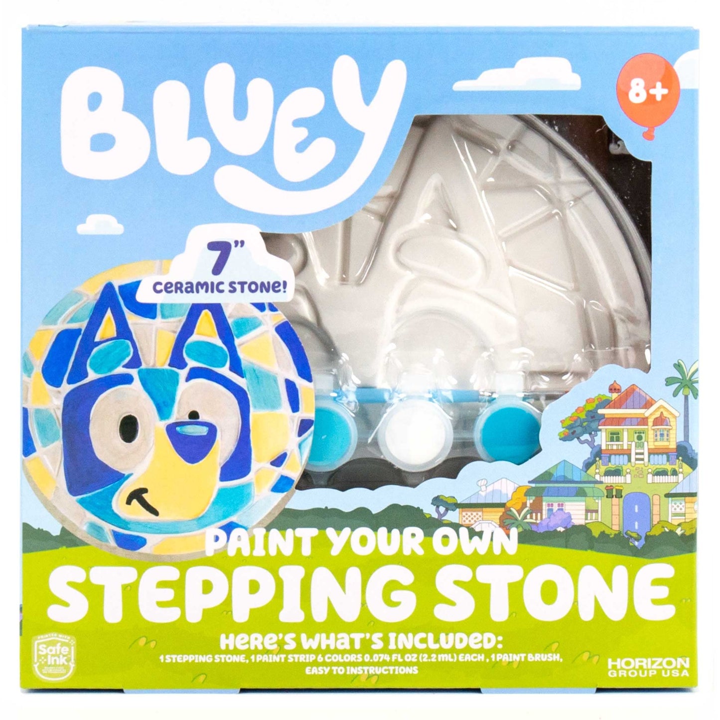 Bluey Paint Your Own Stepping Stone, Design 7 DIY Stone Art, Fun Kit for Kids, Less Mess Paintable Stones Art Set, Great Summer 