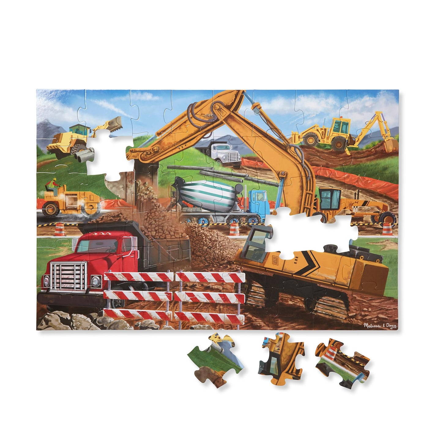 Melissa & Doug Building Site Jumbo Jigsaw Puzzle - 48 pcs - FSC Certified - Multicolor - Cardboard - Model 8900