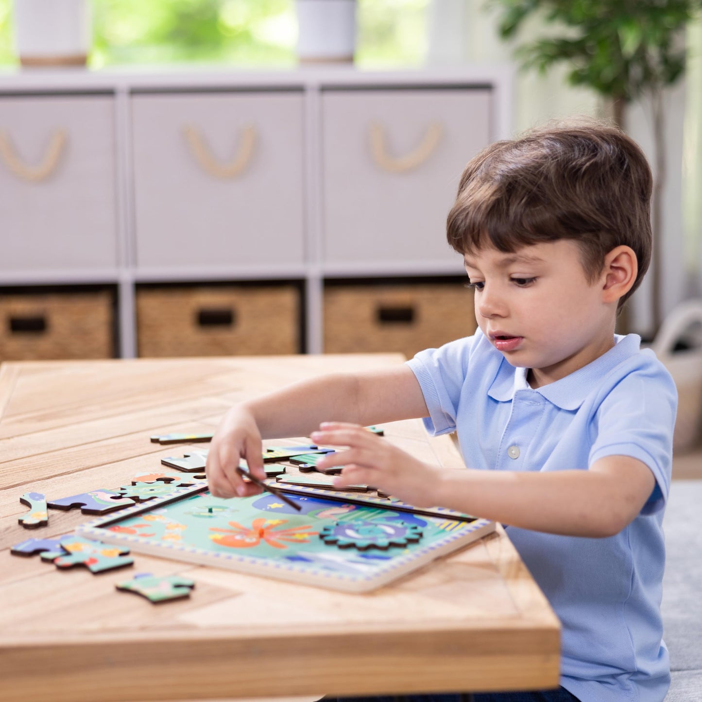 Melissa & Doug Wooden Underwater Jigsaw Puzzle – 18 Pieces, Multi-color, Child Size, Model 31003, Ideal for Toddlers and Preschoolers Ages 3+