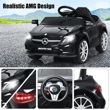 Olakids Kids Ride On Car With Remote Control, 12V Licensed Mercedes Benz Gla45 Electric Vehicle For Toddlers, Battery Powered Toy With Music, Usb, Mp3, 2 Speeds, Wheels Suspension, Led Lights (Black)