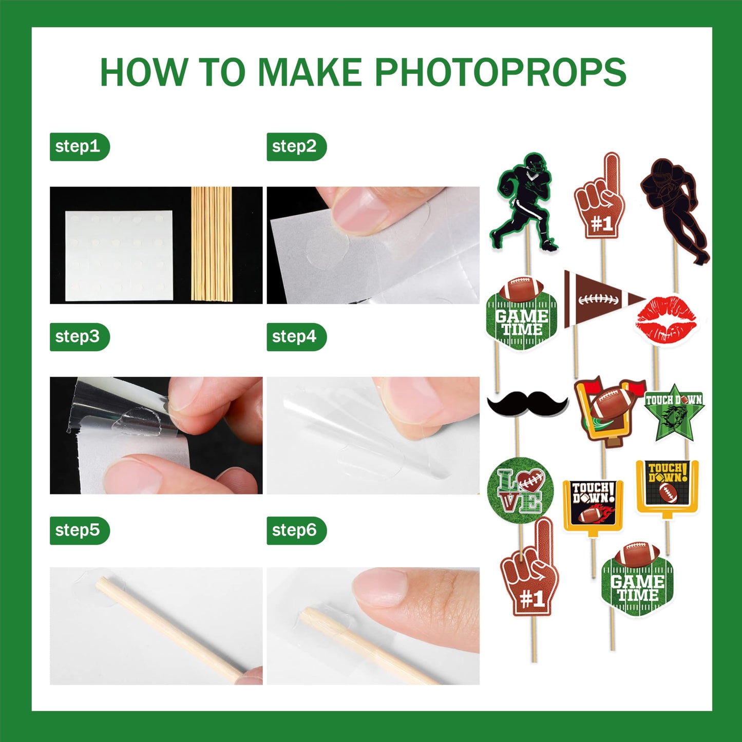 Football Birthday Party Decorations Set - Photo Booth Props for boys,Foil Fringe Curtain Backdrop,Foil Balloon,Green Balloons Bi