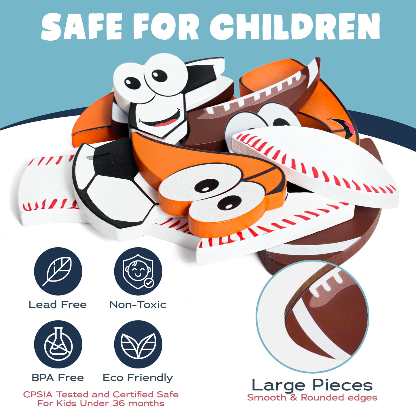 Wooden Puzzles For Toddlers 2-4 | Sports Puzzles | Wood Puzzles For Kids, Toddler Sports Toys For Toddlers, Basketball Toy, Foot