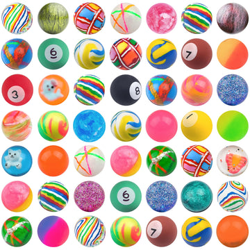 Ohanniewa 50 Pieces 27Mm Mixed Pattern Colorful Bouncy Balls For Kids Assorted Bouncy Balls Toys For Kids Party Favors,Birthdays Party Favors, Classroom Prizes