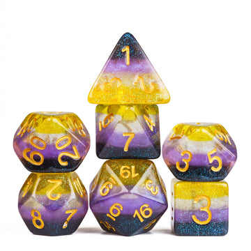 HDdais 7PCS Non-Binary-Pride Polyhedral Dice Set, Homosexual Flag D&D Dice for Dungeons and Dragons, DND Dice for RPG MTG and Ot