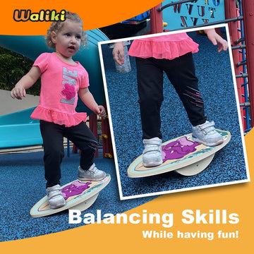 WALIKI Wood Balance Board for Kids Ages 3-8, Model WBB-02, Pink