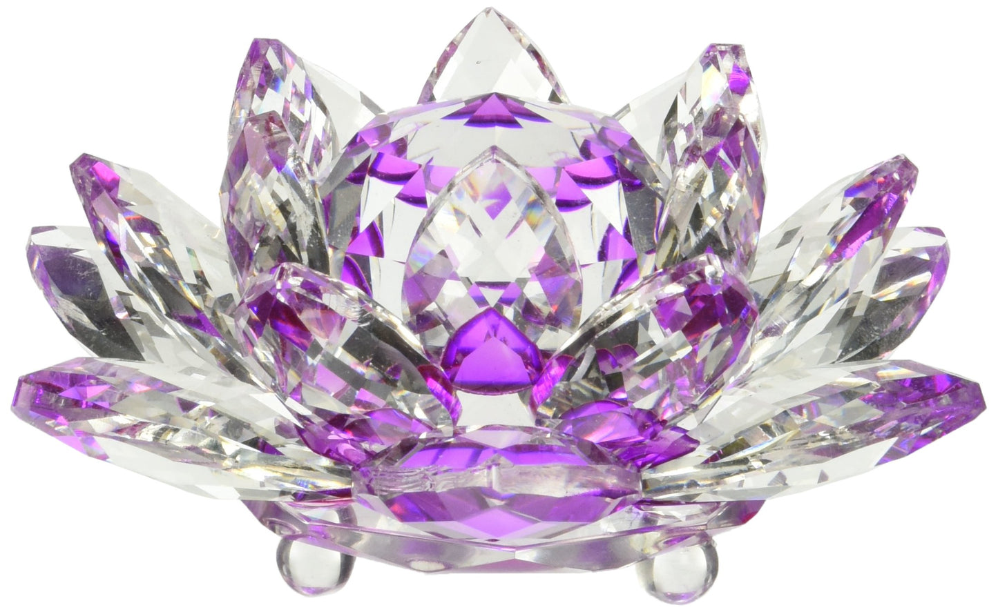 Amlong Crystal Hue Reflection Crystal Lotus Flower With Gift Box, Purple, 5 Inch