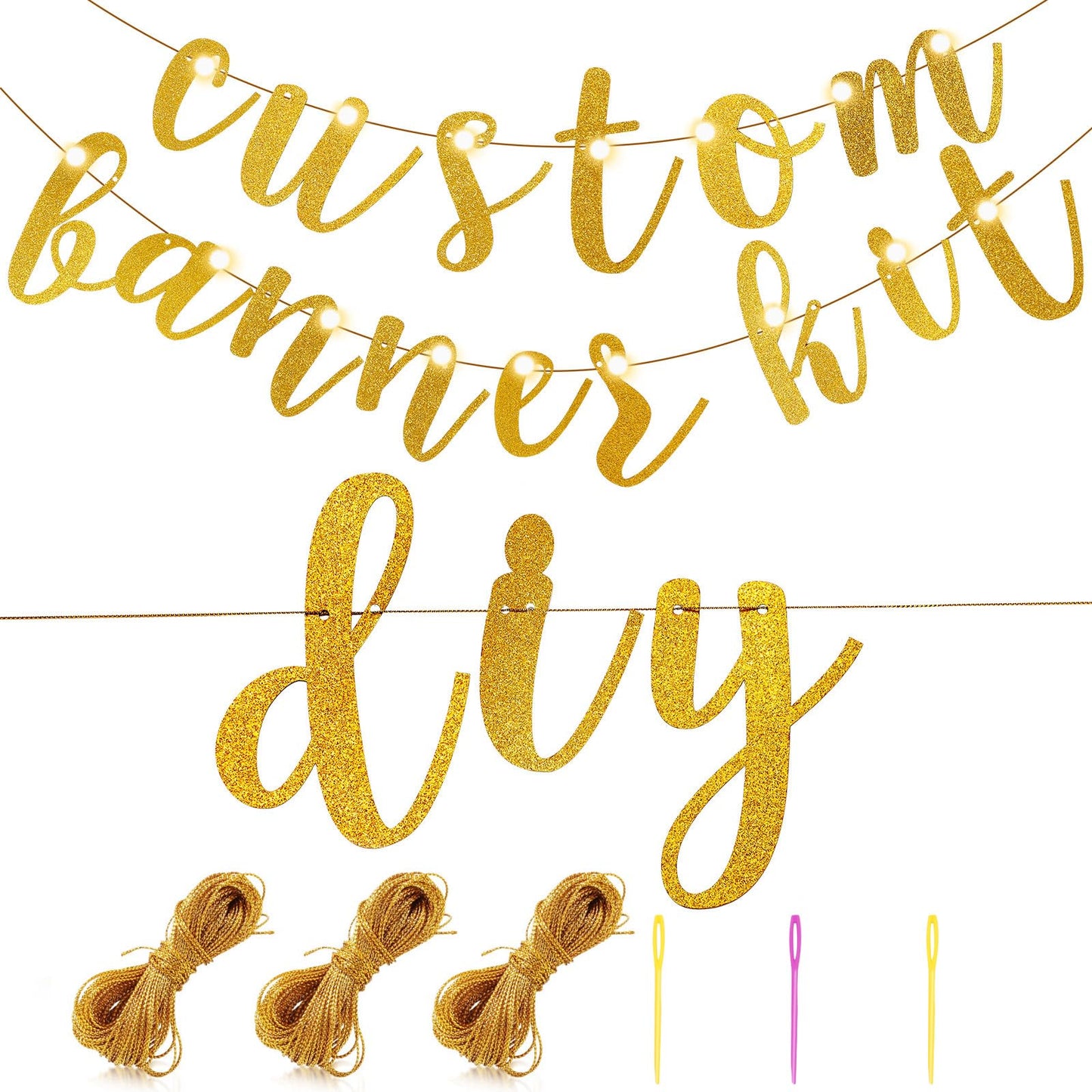 TaoBary 167 Pcs DIY Banner Kit Christmas Glitter Customizable Birthday Banner Glitter Make Your Own Banner Kit 162 Letters Symbo
