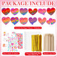 Kolldenn 96 Pcs Valentines Day Scratch Paper Ornaments Heart Scratch Off Cards Ornament Rainbow Art DIY Scratch Off Paper for K