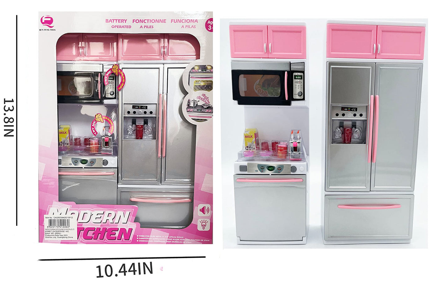 RBN Doll Size Pink Kitchen Cooking Toy Play Set Play House & Accessories with Doll Girls Pretend Play Furniture Appliances with