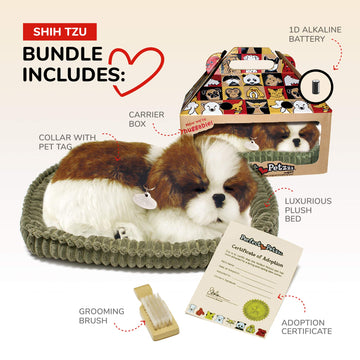 Plenty Gifts - Perfect Petzzz | Peluche R  Aliste - Shih Tzu| Avec Bote De Transport Et Lit | Piles Incluses