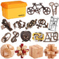 Brain Teaser Puzzles for mature-themeds Disentanglement Puzzles Metal Wooden Brain Teaser Puzzle 16pcs Logic Metal Puzzle for mature-themed Kid Toy Lock Puzzles Gift for mature-themeds Teenagers Kids