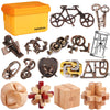 Brain Teaser Puzzles for mature-themeds Disentanglement Puzzles Metal Wooden Brain Teaser Puzzle 16pcs Logic Metal Puzzle for mature-themed Kid Toy Lock Puzzles Gift for mature-themeds Teenagers Kids
