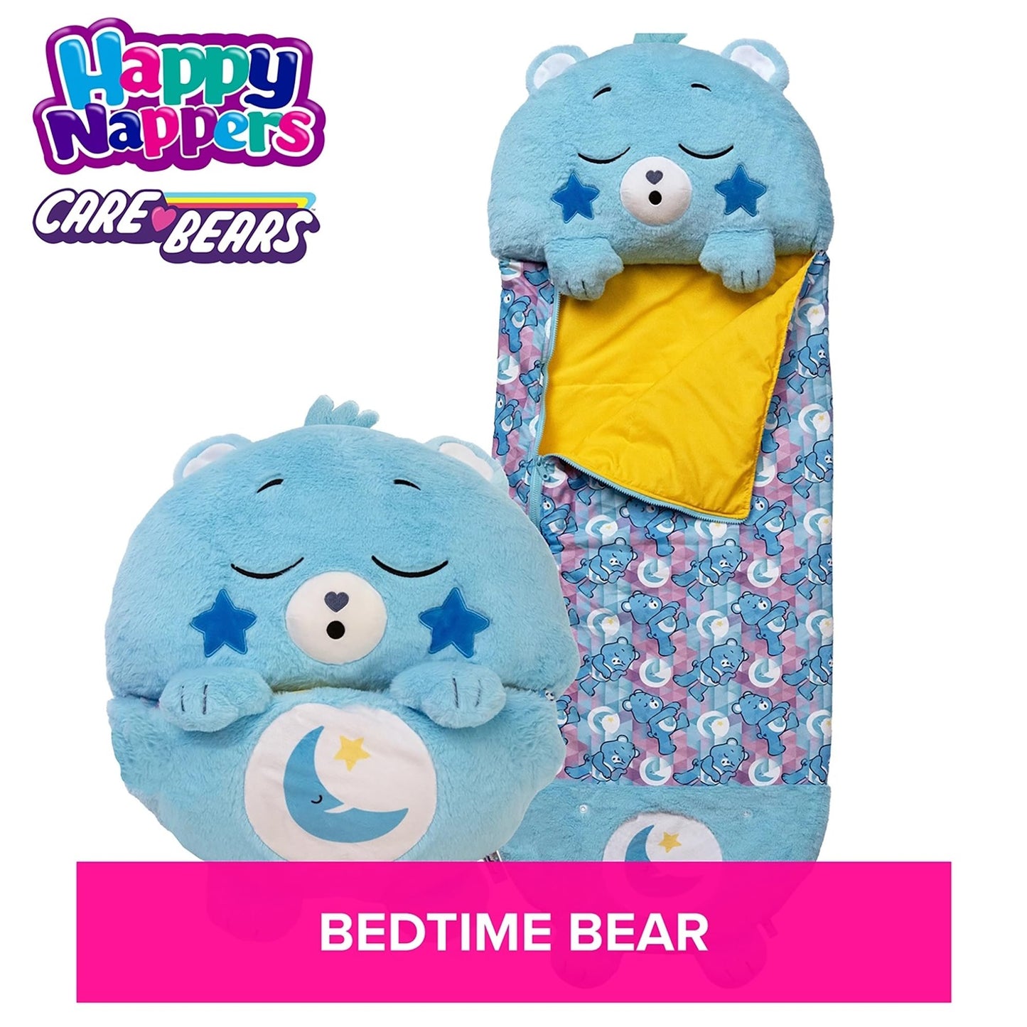 Happy Nappers Care Bears Sleep Sack - 2-in-1 Plush Bedtime Bear, Large, Multi, Model 6866h, Soft Polyester for Kids 7+
