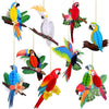 Spakon 9 Pieces Tropical Birds Honeycomb Paper Cutouts Rio Luau Party Hanging Decorations Rainforest Hanging Paper Birds Hawaiia