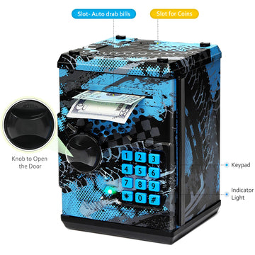 Atm Piggy Bank For Boys Girls, Vcertcpl Mini Atm Coin Bank Money Saving Box With Password, Kids Safe Money Jar For Adults With A