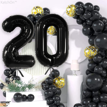 Katchon, Black 20 Balloon Number - 40 Inch | 20Th Birthday Decorations For Men, Number 20 Birthday Balloons | 20 Year Old Birthday Decorations | 20 Birthday Decorations, 20Th Anniversary Decorations
