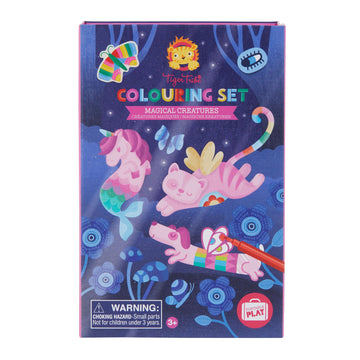 Tiger Tribe Coloring Set - Magical Creatures, Stickers & Markers, 1 EA, Blue, Model 6-0270, For Kids Age 4+