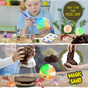 Laoese Dinosaur Terrarium Kit For Kids - Dino Kid Crafts With Diy Moon Lamp Kit - Birthday Gift For Boys Ages 4 5 6 7 8-12 Year