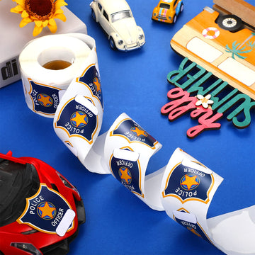 600 Pieces Police Stickers For Kids Police Badge Stickers Police Badge Name Tag Sticker Seals Cop Police Officer Party Favor For Kids Police Birthday Party Supplies (Blue Police Officer)